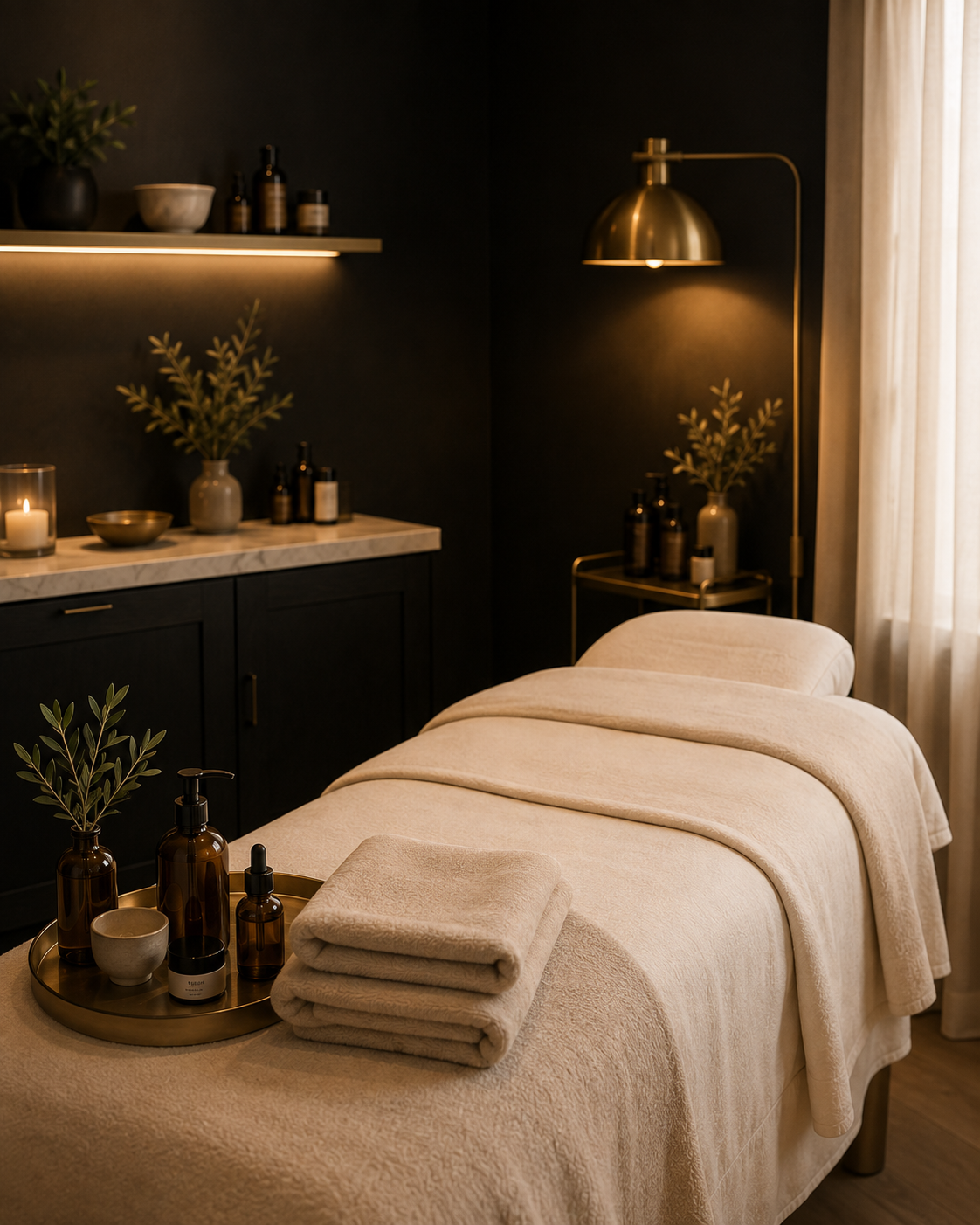 A facial treatment in a calm skincare room