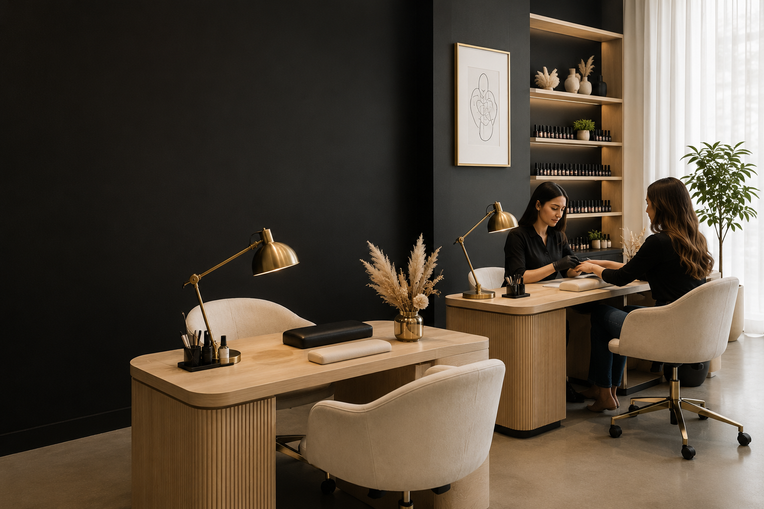 A nail technician at work in the Gloss and Glow studio