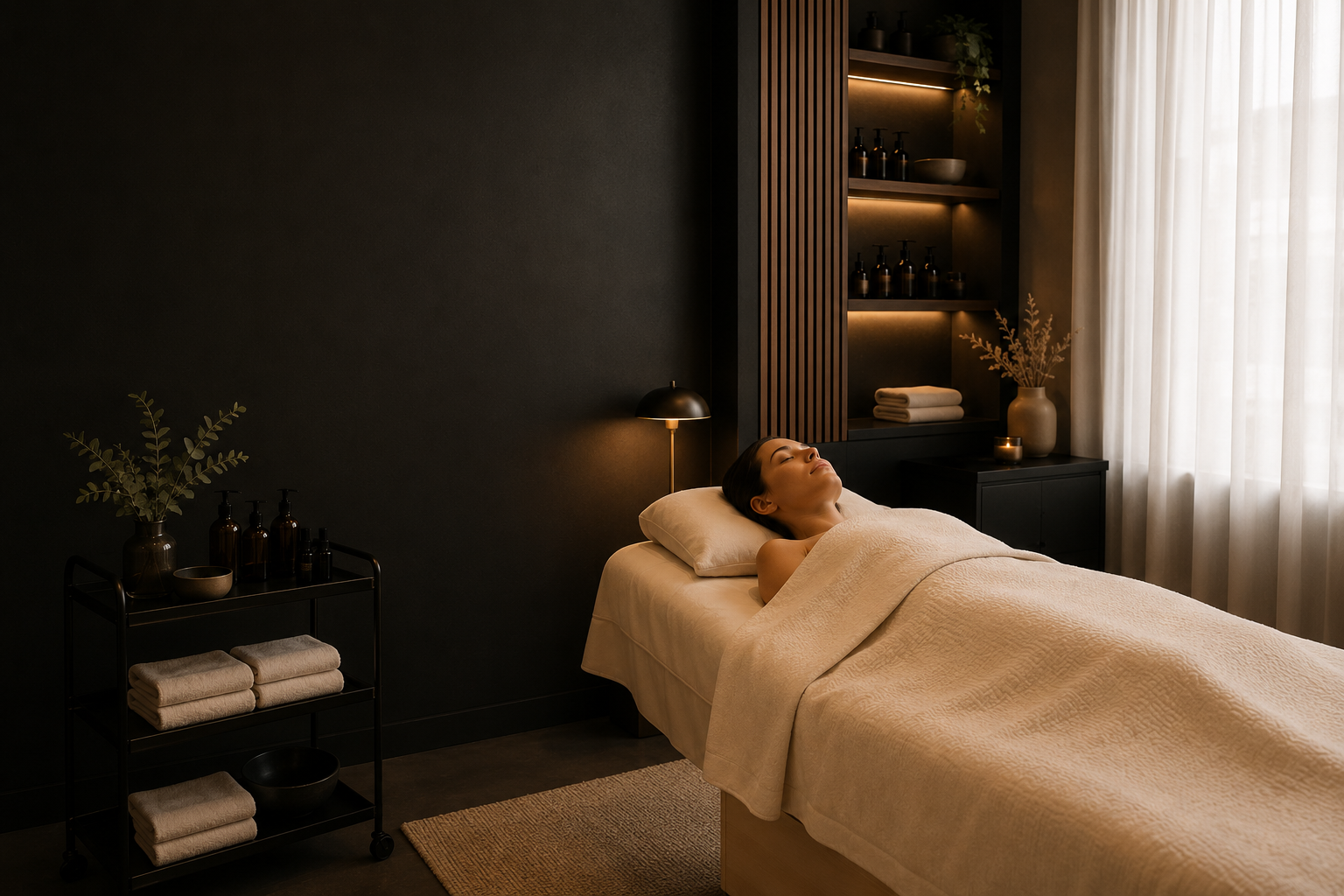 A treatment room at the Gloss and Glow studio